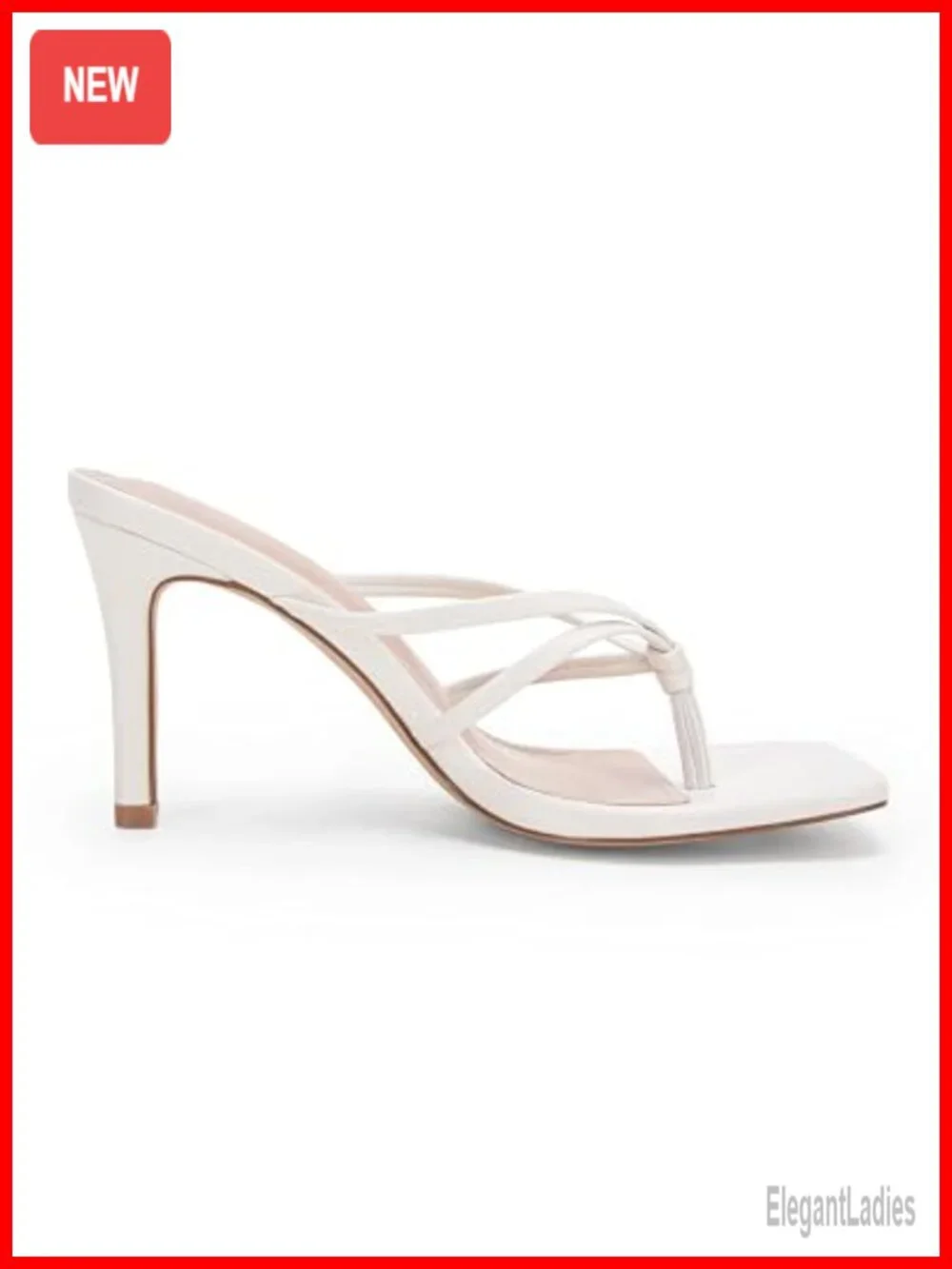 Strappy Square Toe Heeled Thong Sandals